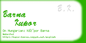 barna kupor business card